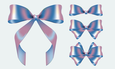 A Set of  Bubblegum Blue and Pink Coquette Bows Vector