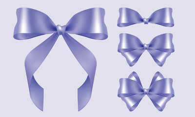 A Set of Purple Coquette Bows Vector