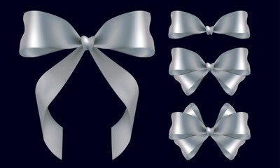 A Set of Silver Coquette Bows Vector