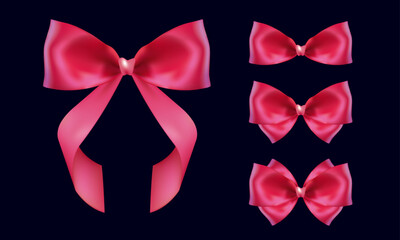 A Set of Red Coquette Bows Vector