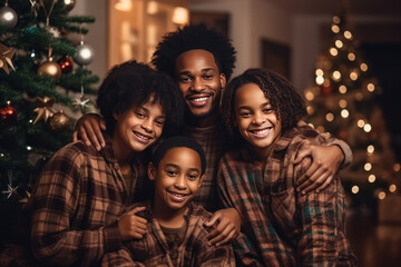 Fototapeta premium Capture the joy of the season with this heartwarming photo of a cheerful family