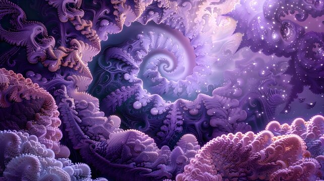 Great Barrier Reef Abstract Fractal Art in Purple and Lavender Wallpaper Background
