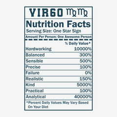 Virgo Zodiac Nutrition Facts Design Vector