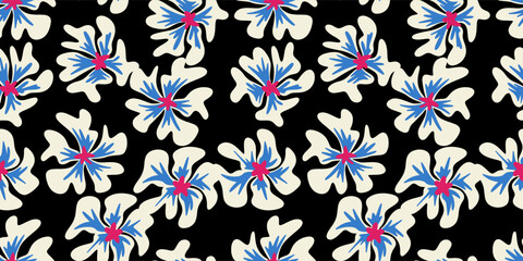 Vector hand drawn flowers. Seamless pattern for textile design, wallpaper, stationery, home decor, packaging, background, art and crafts.