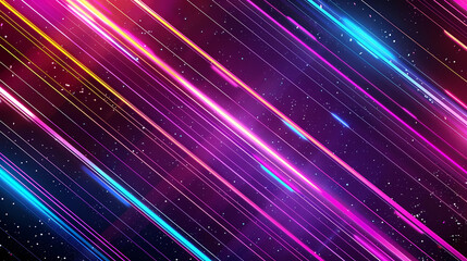 Fototapeta na wymiar Vivid Colored Neon Light Streaks on a Cosmic Backdrop