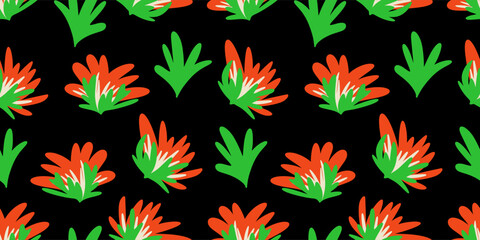 Fototapeta na wymiar Vector hand drawn flowers. Seamless pattern for textile design, wallpaper, stationery, home decor, packaging, background, art and crafts.