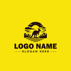 Kangaroo logo and icon symbol clean flat modern minimalist logo design editable vector