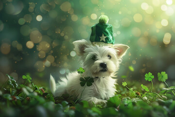 St Patrick's day. Leprechaun dog top hat 