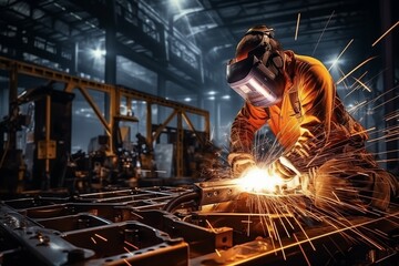 Industrial welder in a factory