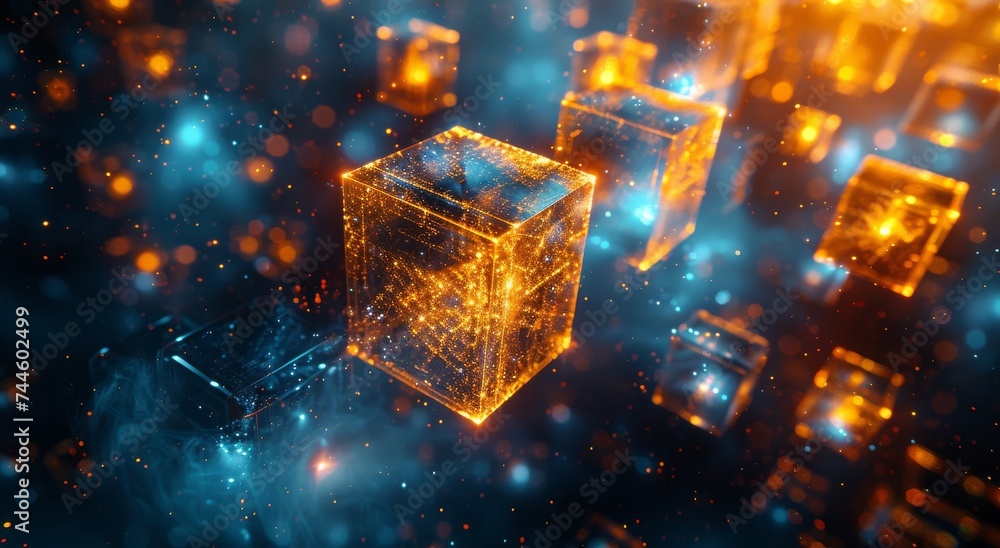 Aufkleber a vibrant display of luminous cubes radiating a spectrum of colors in a mesmerizing screenshot