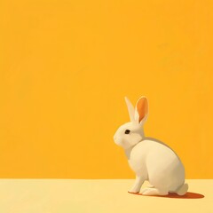 Fototapeta na wymiar Cute Rabbit on yellow background