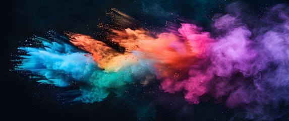 Fototapeta na wymiar Colorful holi powder blowing up