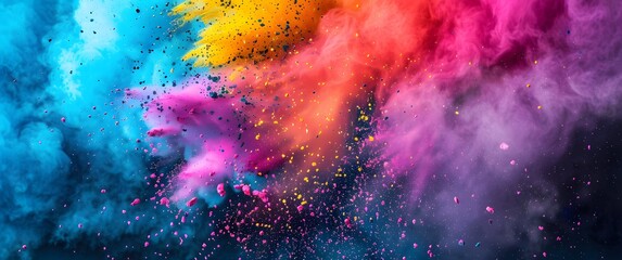 Colorful holi powder blowing up