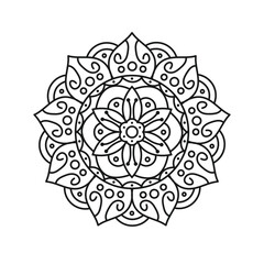 Ornamental round pattern. Black outline mandala on white background