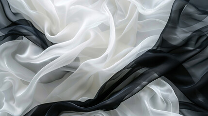 White and Black color silk background - obrazy, fototapety, plakaty