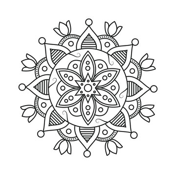 Decorative floral Mandala illustration with line art design
