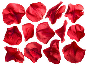 赤い花びらセット（背景透過）