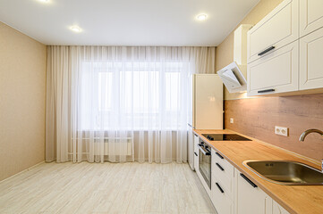 interior kitchen and dining room, refectory area, cooking equipment, table furniture, stove