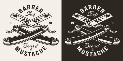 Barber shop monochrome vintage poster