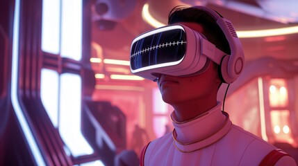 Man in Virtual Glasses in the Metaverse
