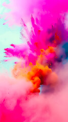 explosion and splatter of holi color powders vertical layout design
