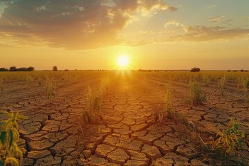 global warming concept with dry lake of cracked earth professional photography