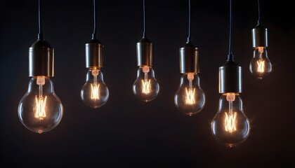 Vintage pendant lightbulbs in dark background