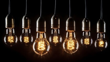 Obraz premium Vintage pendant lightbulbs in dark background