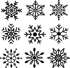 Snowflake icon set on isolated background. Isolated snowflake vector collection. Frost background. Christmas icon - stock Vector illustration