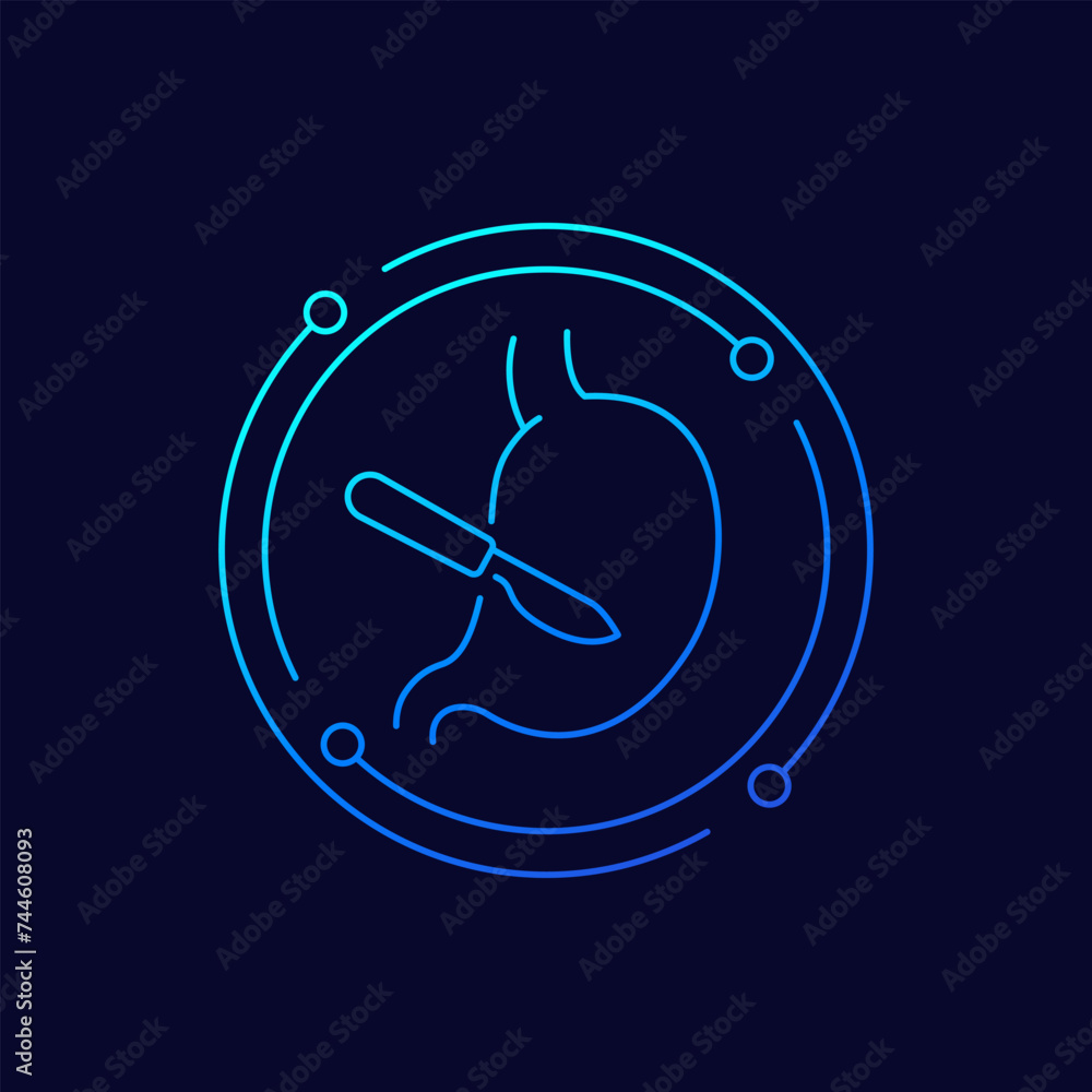 Poster gastric surgery icon, linear design