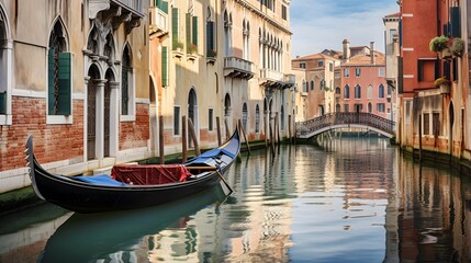Venice canals with gondola - obrazy, fototapety, plakaty