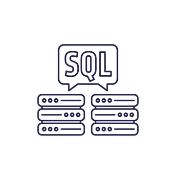 SQL servers icon, line vector design