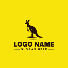 Kangaroo logo and icon symbol clean flat modern minimalist logo design editable vector