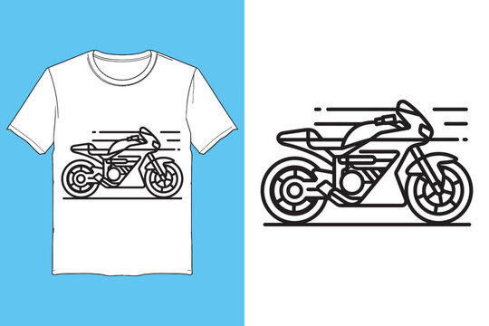motorcycle line art vector illustration biker t shirt design