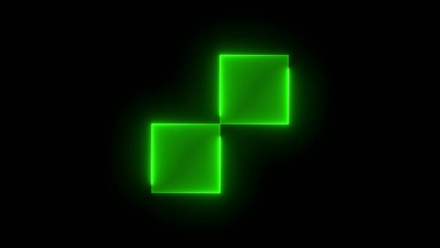 Checkerboard icon glowing neon green color animation black background