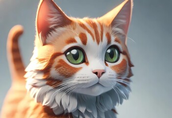 a cute adorable baby cat rendered in the style of children-friendly cartoon animation fantasy style - obrazy, fototapety, plakaty