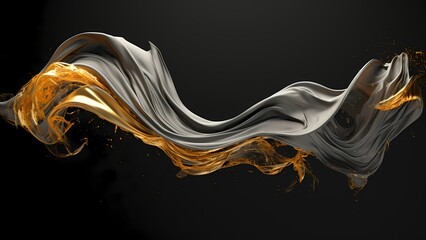 3D Abstract Flowing Metallic Paint Style Background