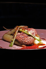 grilled steak with vegetables