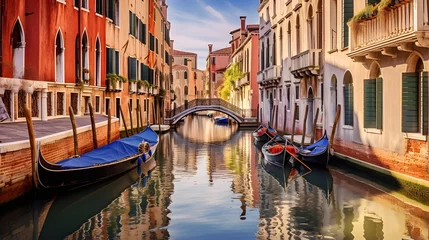 Deurstickers Canal in Venice, Italy. Panoramic view of the city. © I