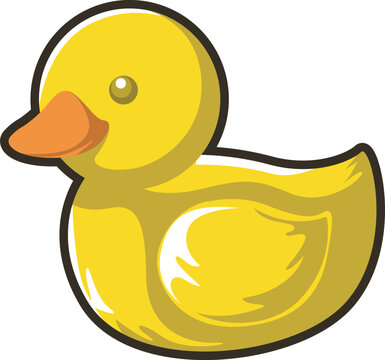Cute kawaii duck design game art. Duck beak cartoon isolated. Sign of yellow duck clip art. Yellow rubber duck toy bath elements. Swimming baby bird symbols. Vector illustration. Cyber lock icon.