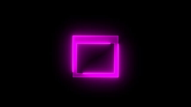 Square window computing icon glowing neon pink color animation black background