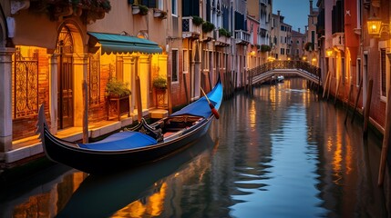 Fototapeta na wymiar Gondola on the canal in Venice, Italy