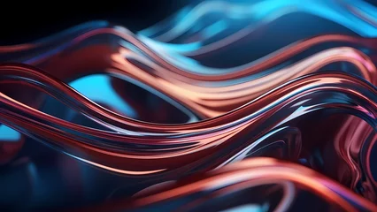 Behangcirkel 3D Dazzling Colorful Flowing Waves Background © boc747