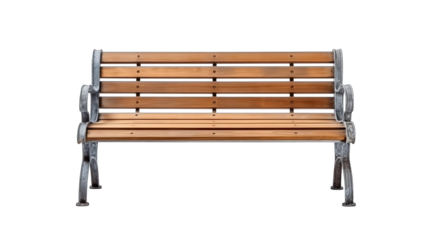wooden park bench isolated on transparent background, element remove background, element for design