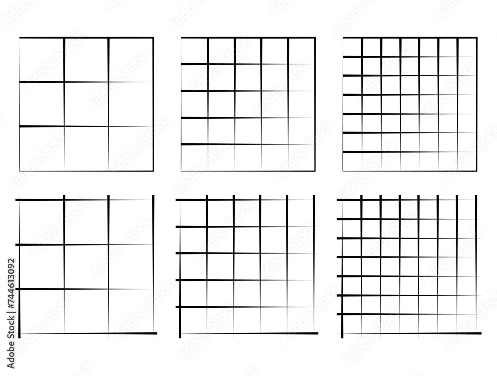 Poster horizontal grid lines in graph style, grid shapes vector design.