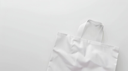 White tote bag mockup on a grey background with copyspace.