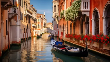 Foto auf Alu-Dibond Panoramic view of Venice, Italy. Grand canal with gondolas © I