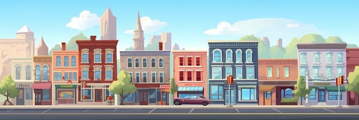 Fantasy City Landscape Cartoon style Background Panorama Concept Drawing image HD Print 15232x5120 pixels. Neo Game Art V9 34