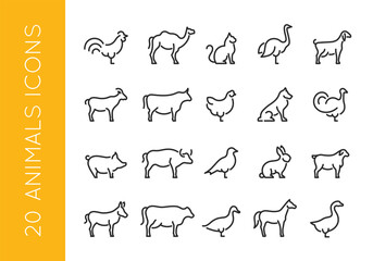 Farm animals icon set