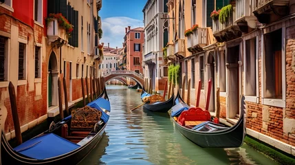  Gondolas in Venice, Italy. Panoramic view of Venice © I